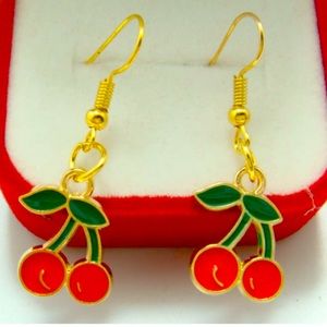 Restocked‼️cherry drop earrings 18k gilded hook✨